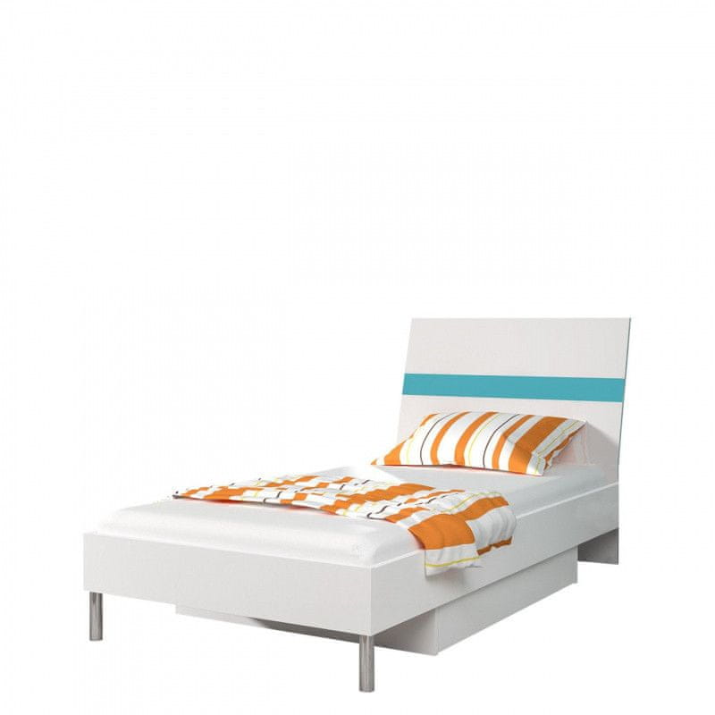 Veneti Detská posteľ s matracom 90x200 GORT 1 - biela / tyrkysová
